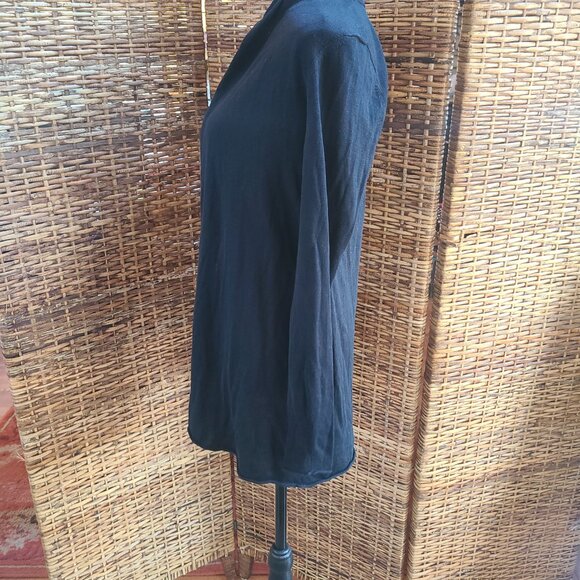 Per se Black Cardigan Open Front Sz XS Silk / Cotton Blend - Picture 4 of 5